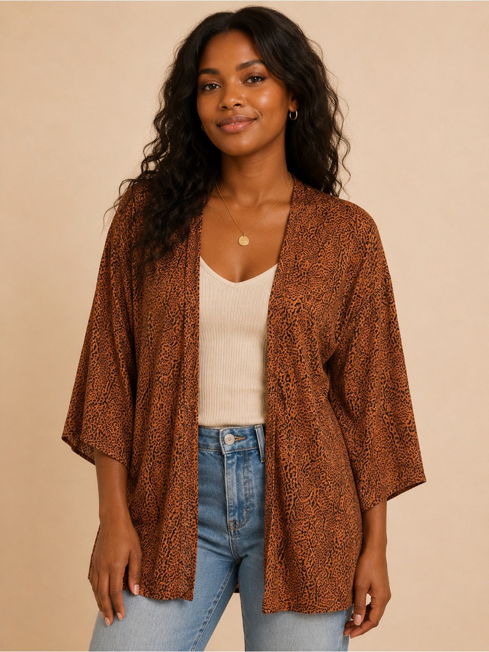 Billabong | Kimono 3/4 Sleeve | Size M/L | EUC | Animal Print Vacation Beach